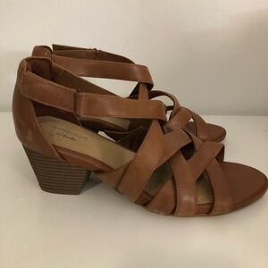 Clarks Brown Strappy Heeled Sandals